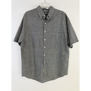 Thornton Bay VTG Men’s Linen Blend Shirt Sz M Short Sleeve Houndstooth Gray
